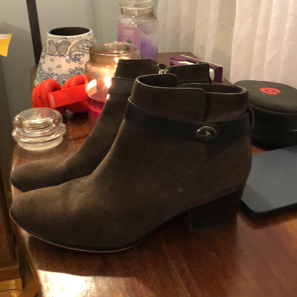 Coach Chocolate Suede Booties